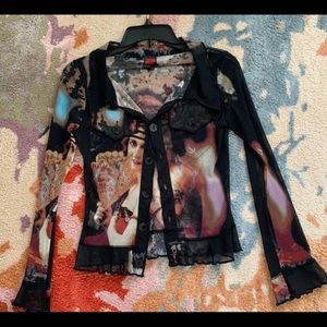 Jean Paul Gaultier mesh button up top